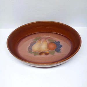 Denby Orchard Large Oval Baking Dish Casserole Baker Pear Fruit Brown 11 x 8.25"